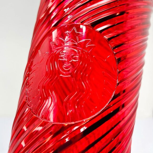NEW Starbucks Christmas 2024 Red Swirl Stripe Venti Tumbler 24oz Cold Cup Winter - Picture 3 of 6